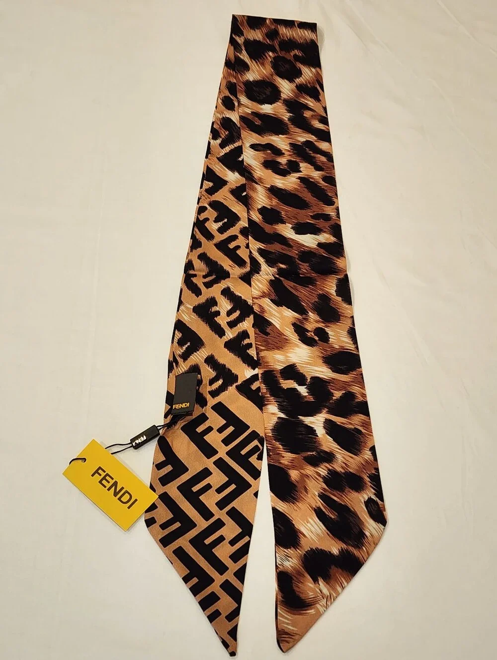 Fendi Brown Leopard-Print Scarf